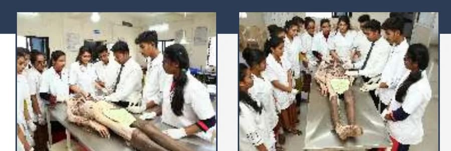 Students at the Anatomy dissection lab, Shri Odhavram Physiotherapy College